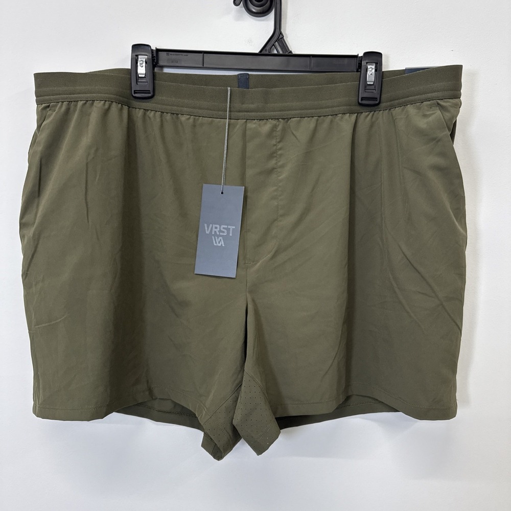 VRST Running Shorts Men's Olive Green Accelerate Lined 5" Zip Pocket Gym NEW XXL
